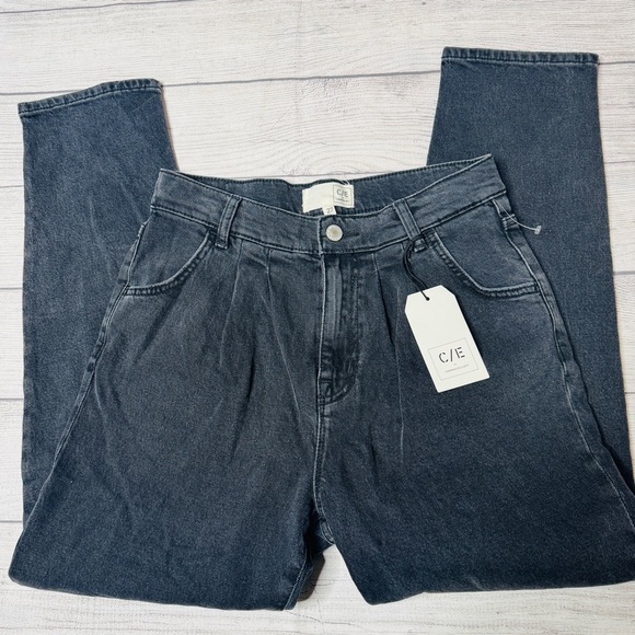 Current Elliott Women's Gravity Pleated Straight Jeans Black‎ Wash Size 27 NWT - Picture 1 of 5